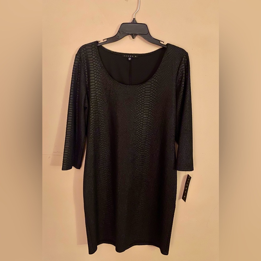 Tiana B. Croc Pattern Black Dress